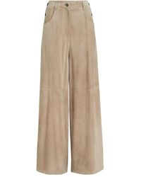 Brunello Cucinelli - Suede Maxi Trousers - Lyst