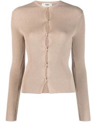 Fendi - Ribbed Cotton Cardigan - Lyst