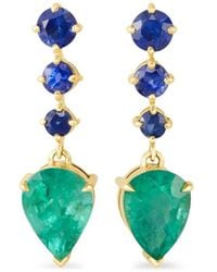 Yi Collection - 18K Arrows Emerald And Sapphire Earrings - Lyst