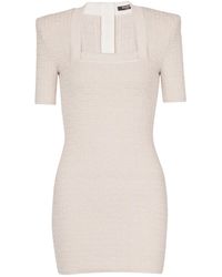 Balmain - Nude Short Knit Dress - Lyst
