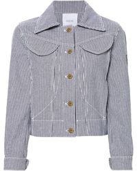 Patou - Striped Cropped Denim Jacket - Lyst