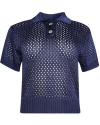 Calle Del Mar - Open-Knit Polo Top - Lyst