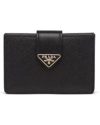 Prada - Logo-Plaque Leather Card Holder - Lyst
