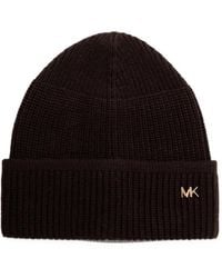 MICHAEL Michael Kors - Logo-Plaque Ribbed Beanie Hat - Lyst