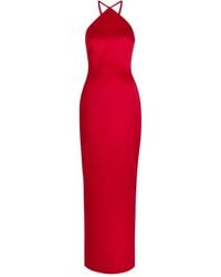 Solace London - Fern Halterneck Satin Maxi Dress - Lyst