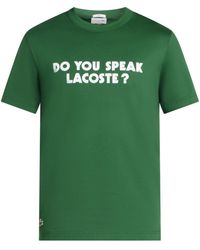 Lacoste - Slogan-print Cotton T-shirt - Lyst