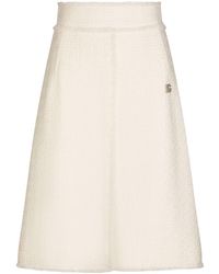 Dolce & Gabbana - Front-slit Tweed Midi Skirt - Lyst