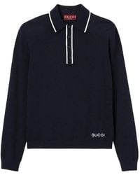 Gucci - Fine Wool Knit Polo Shirt With Intarsia - Lyst