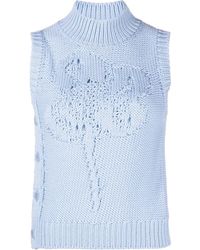 Cecilie Bahnsen - Irina Floral Knitted Wool Vest - Lyst