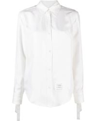Thom Browne - Camisa De Sarga Y Seda Con Puños De Pañuelo - Lyst