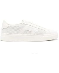 Santoni - Perforated Lace-Up Sneakers - Lyst