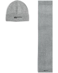 KARL LAGERFELD - Melange Beanie & Scarf Gift Set - Lyst