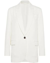 Brunello Cucinelli - Linen And Cotton Blend Single-breasted Jacket - Lyst