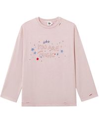 B+ AB - Gerafelde Top Met Lange Mouwen - Lyst