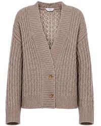 Malo - Cardigan En Maille Torsadée À Col V - Lyst