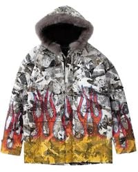 Who Decides War - Flame-Print Hooded Parka Coat - Lyst