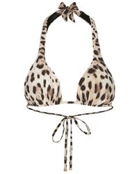 Dolce & Gabbana - Leopard-print Triangle Bikini Top - Lyst