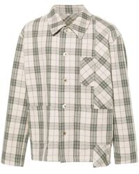 Golden Goose - Ecru/green Checked Shirt Jacket In Cotton - Lyst