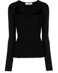 MSGM - Logo-Intarsia Cut-Out Jumper - Lyst