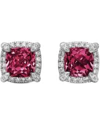 David Yurman - Petite Chatelaine ロードライトガーネット&ダイヤモンド ピアス 5mm スターリングシルバー - Lyst