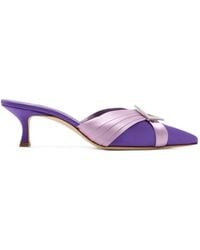 Manolo Blahnik - Vieras Crystal-Embellished Pointed-Toe Heeled Mules - Lyst
