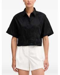 Benetton - Embroidered Cropped Shirt - Lyst