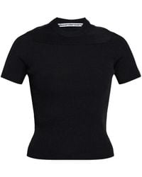 Alexander Wang - Ribbed Logo-Embroidered T-Shirt - Lyst