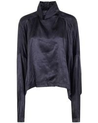 Rick Owens - Funnel-Neck Long-Sleeve Blouse - Lyst