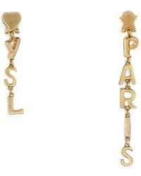 Saint Laurent - Logo-Pendant Drop Earrings - Lyst