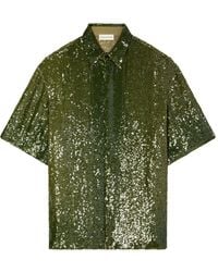 Dries Van Noten - Camicia A Maniche Corte Con Paillettes - Lyst