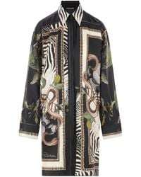 Roberto Cavalli - Jewelry Foulard シルクシャツドレス - Lyst