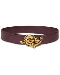 Etro - Floral-Buckle Leather Belt - Lyst