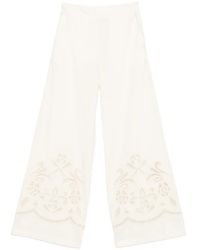 forte_forte - Pantalon Palazzo À Fleurs Brodées - Lyst