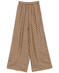 Max Mara - Printed Silk Wide Trousers - Lyst
