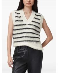 AllSaints - Top Smanicato Con Scollo A V - Lyst