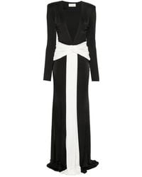 The New Arrivals Ilkyaz Ozel - Plunging-Neckline Twisted-Waist Maxi Dress - Lyst