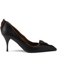Prada - 85Mm Antiqued Leather Pointed-Toe Pumps - Lyst
