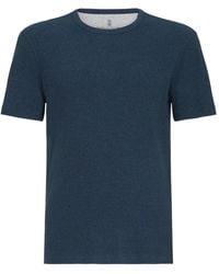 Brunello Cucinelli - Denim-Effect Ribbed Cotton Jersey Crew-Neck T-Shirt - Lyst