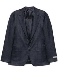 Canali - Check-Pattern Single-Breasted Blazer - Lyst