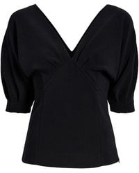 Proenza Schouler - Darena V-Neck Compact Stretch Crepe Top - Lyst