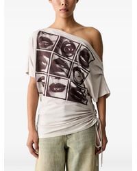 Miss Sixty - Graphic-Print Off-Shoulder T-Shirt - Lyst