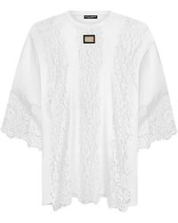Dolce & Gabbana - Lace-Detail Short-Sleeved T-Shirt - Lyst