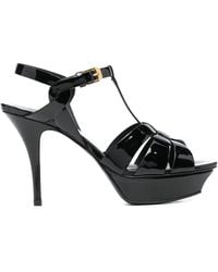 Saint Laurent - Tribute 75mm Patent Leather Platform Sandals - Lyst