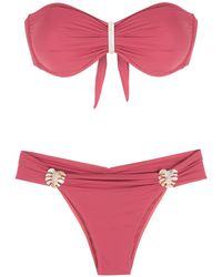 Brigitte Bardot - Embroidered-Detail Bandeau Set Bikini - Lyst