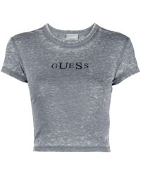 Guess USA - Logo-print Cropped T-shirt - Lyst