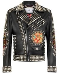 Philipp Plein - Leren Jack Met Borduurwerk En Studs - Lyst