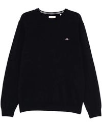 GANT - Logo-Detail Crew-Neck Jumper - Lyst