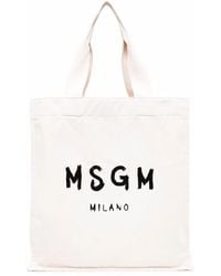 MSGM - Bolso shopper con logo estampado - Lyst