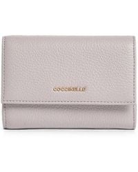Coccinelle - Medium Metallic Logo-Plaque Pebbled Wallet - Lyst