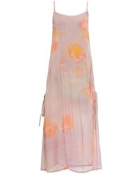 DIESEL - Floral-Print Crystal-Logo Midi Dress - Lyst
